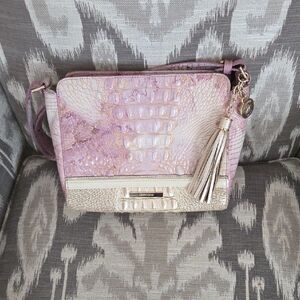 Elegant Lavender Croc-Embossed Crossbody Bag